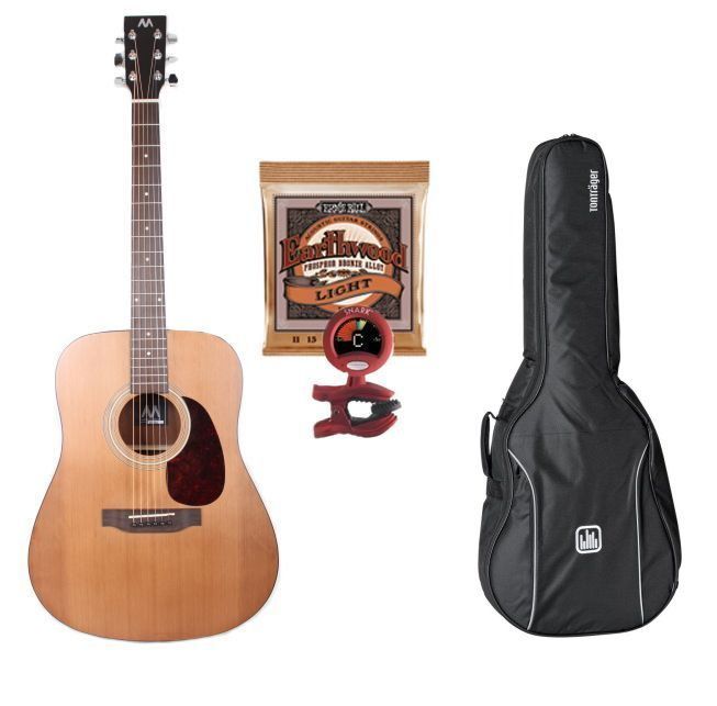 Mark-Westerngitarren SET Advanced II, Paket: Gitarre, Tasche, Tuner & Saiten