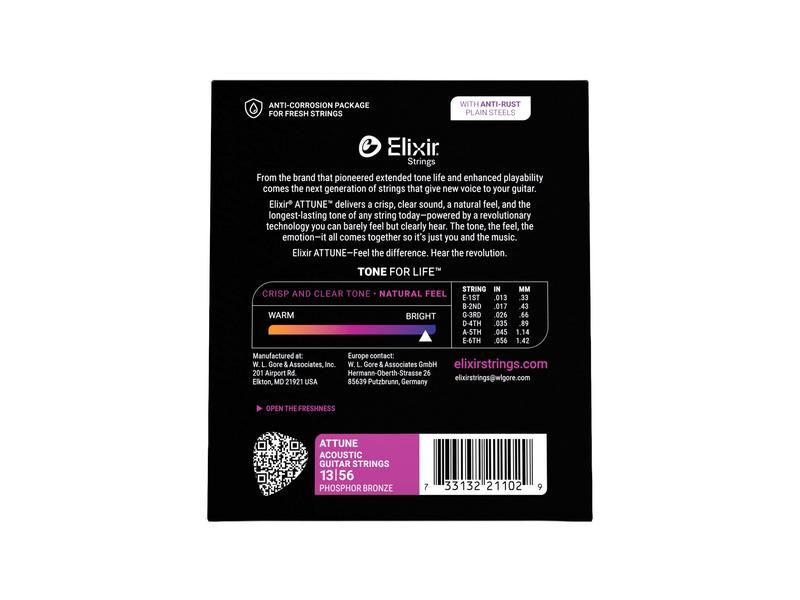 Elixir Akustik-Saiten ATTUNE Phosphor Bronze  6-String .013-.056