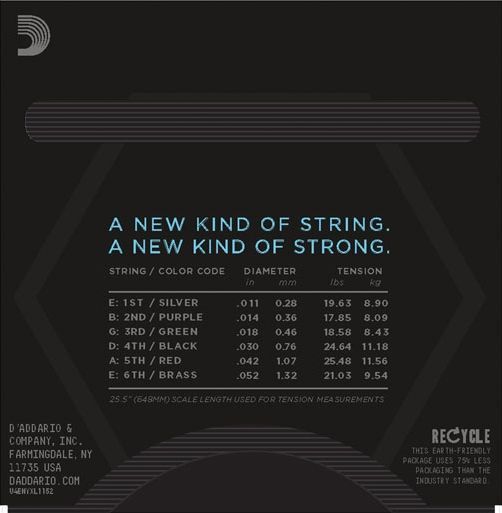 D'Addario NYXL1152 E-Gitarren Saiten .011-.052 High-Carbon-Stahllegierung