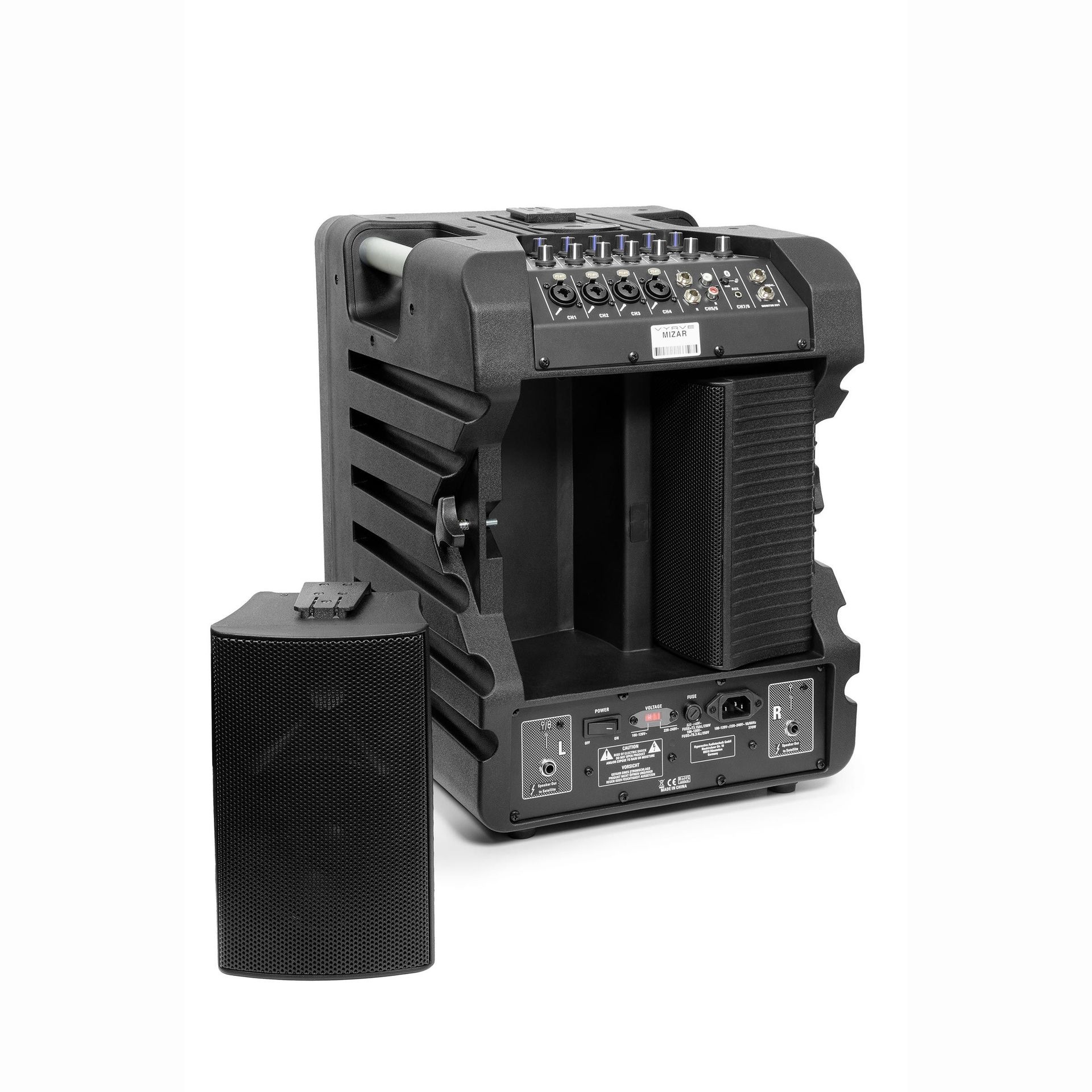 Vyrve Audio Mizar Aktives kompaktes PA-System mit Powermixer, Stative, Kabel