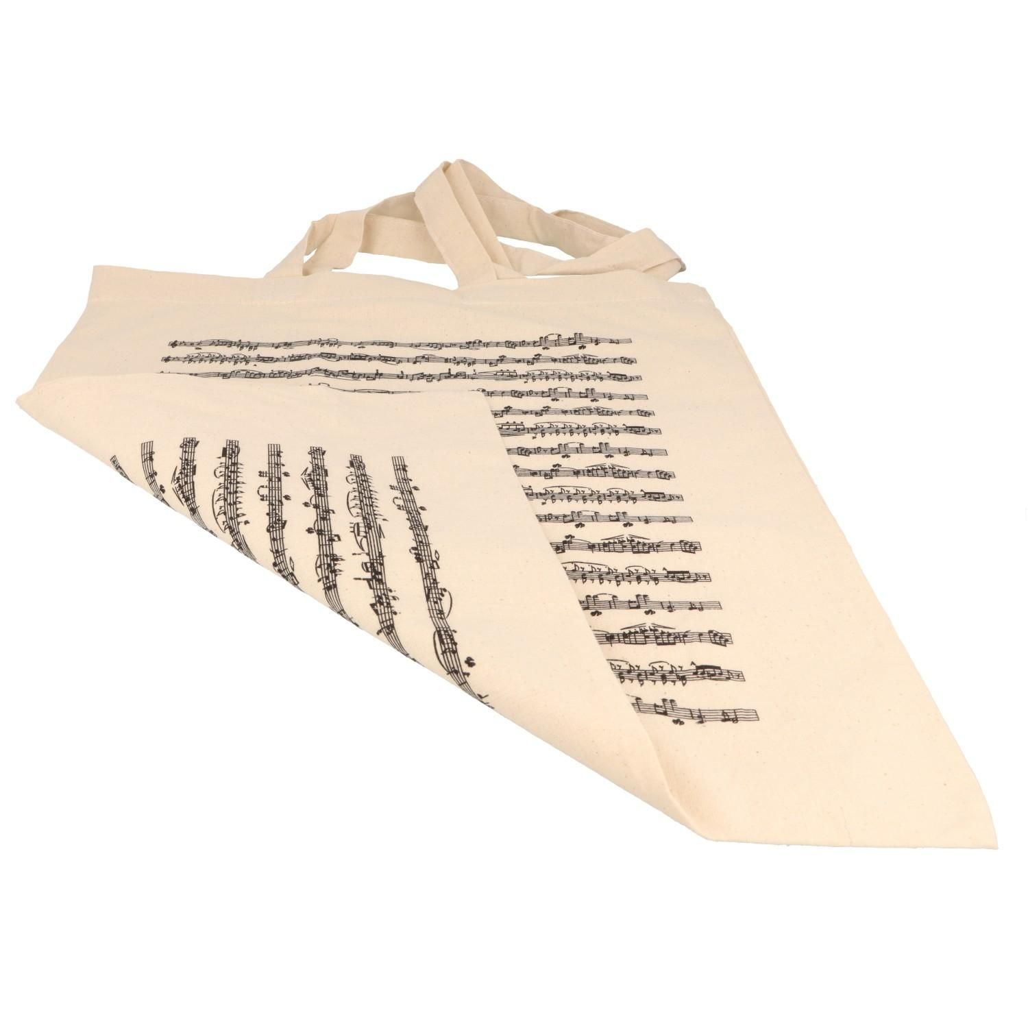Tragtasche natur Henkeltasche lange Henkel mit Notenlinien Notenmotiv 34 x 40 cm