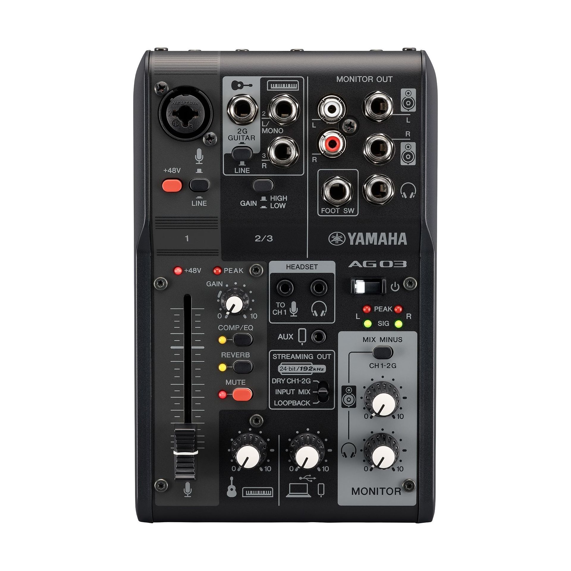 Yamaha AG03 MK2 BK Mixer mit internem USB 2.0 Audiointerface Farbe: schwarz