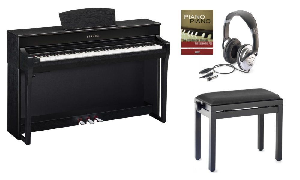 Yamaha CLP-735 B Set Digitalpiano schwarz matt + Klavierbank u.a. Zubehör