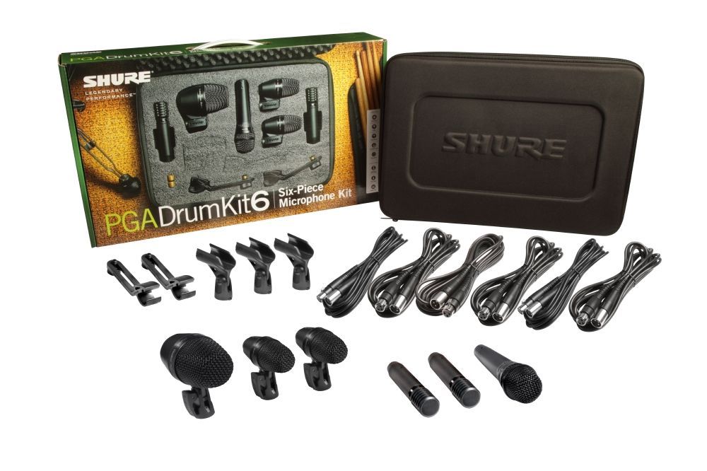 Shure PGA Drumkit 6 Drum Mikrofon Set inkl. Koffer, Mikrofonkabel und Tom-Halter