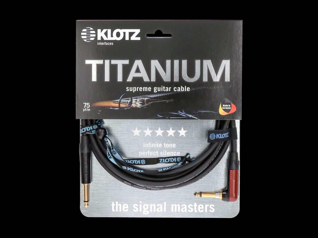 Klotz Titanium Gitarrenkabel, 6,3mm Winkelklinke/Klinke, 6m TIR0600PSP_00025340_