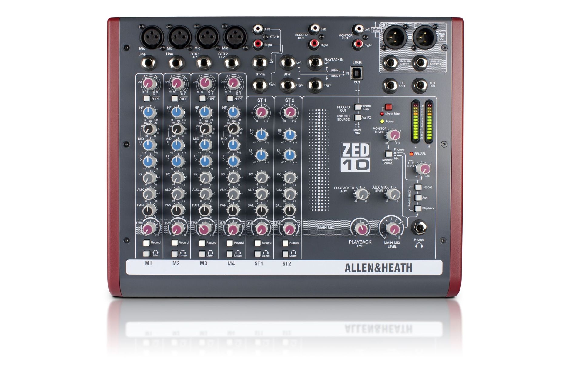 Allen & Heath ZED-10 Mixer, 4 Inputs + 2 StereoIN, USB Send / Return