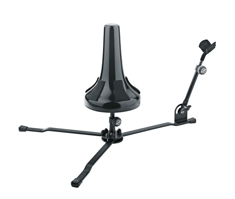 K&M 151/4 Ständer für Waldhorn, 15140 schwarz, Holzkegel mit Filzstreifen,