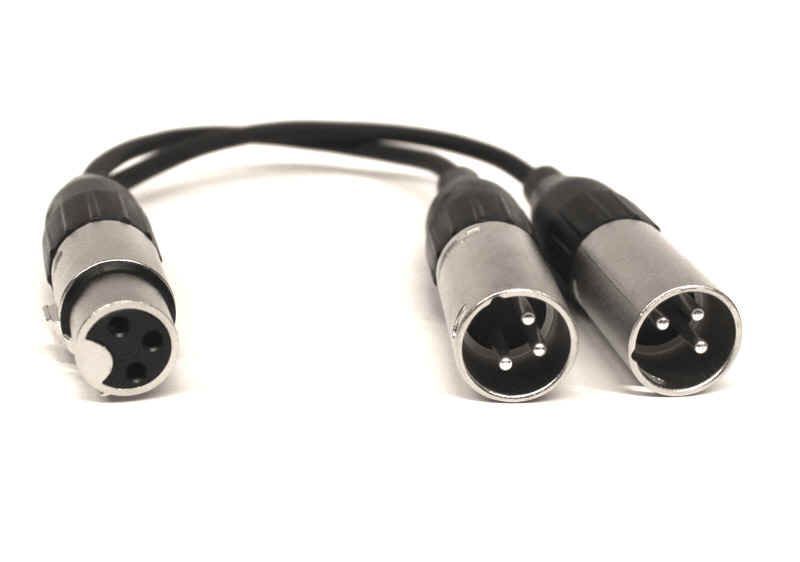 Kabeladapter 1x  XLRfemale  2x XLRmale,  Y-Audio-Adapterkabel, 0,2 Meter_00014197_