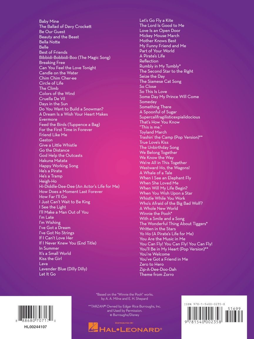 Noten 101 Disney Songs Altsaxophon HL 244107 Hal Leonard