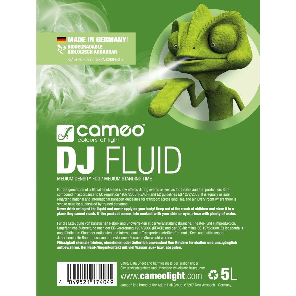Cameo DJ FLUID 5 L Nebelfluid mit mittlerer Dichte und mittlerer Standzeit