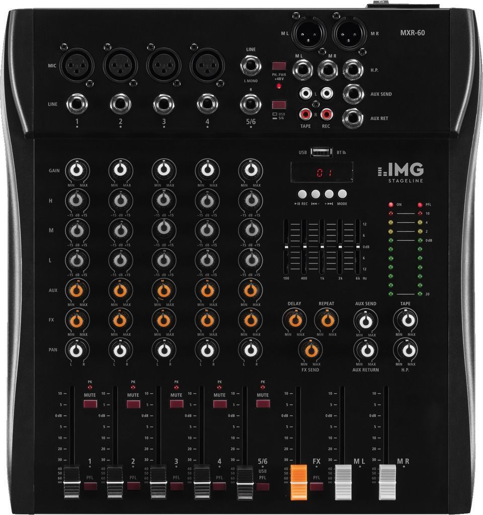 IMG Stage Line MXR-60  Mixer mit USB-Audiointerface und Bluetooth-Empfänger