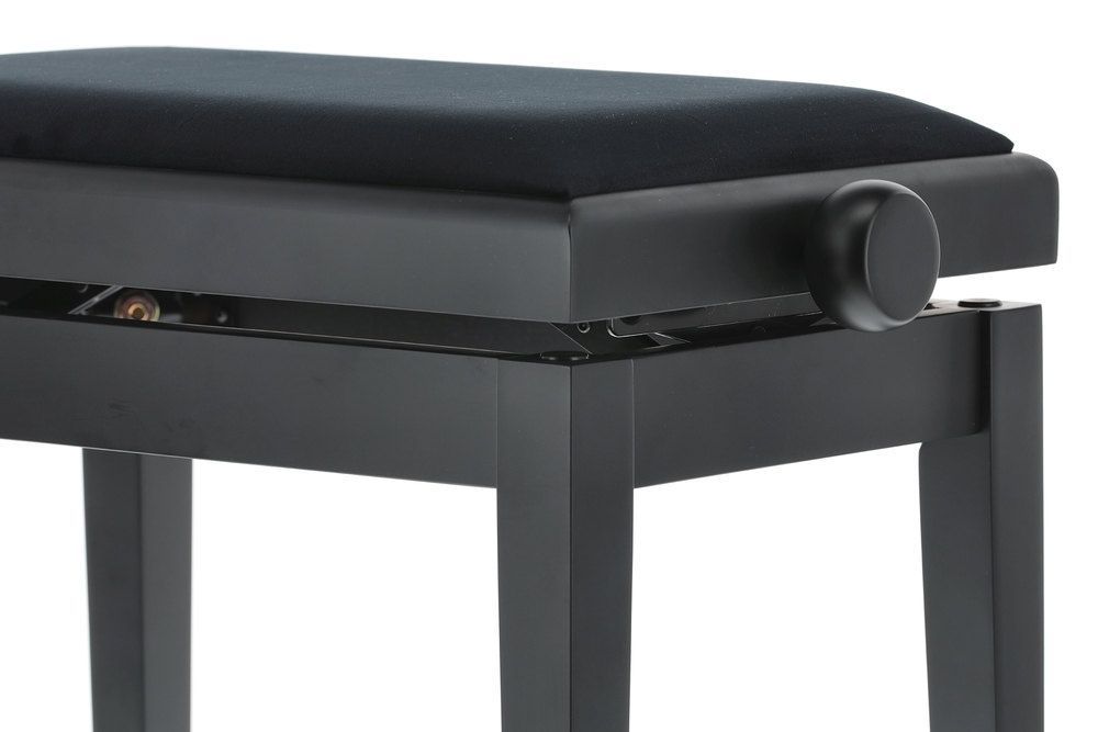 Markstein Klavierbank DELUXE schwarz matt, Sitzbezug schwarz, verstellbar _00040490_