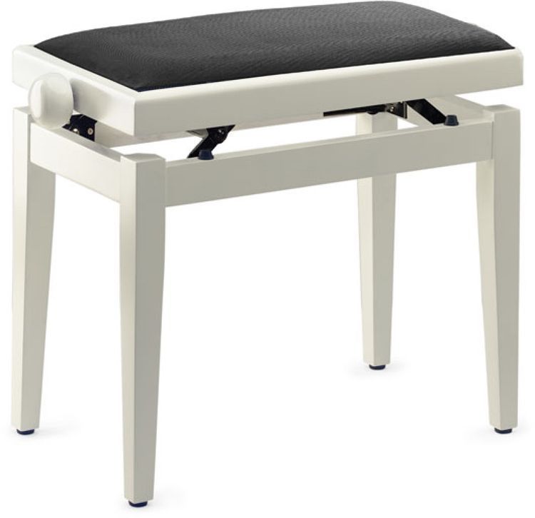 0703062850544 - Klavierbank Weiß poliert höhenverstellbar Sitz Stoff schwarz Pianobank