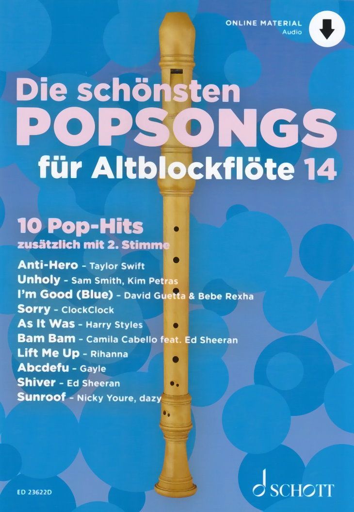 Noten Die schönsten Popsongs Band 14 für 1-2 Altblockflöten ED23622D_00054566_
