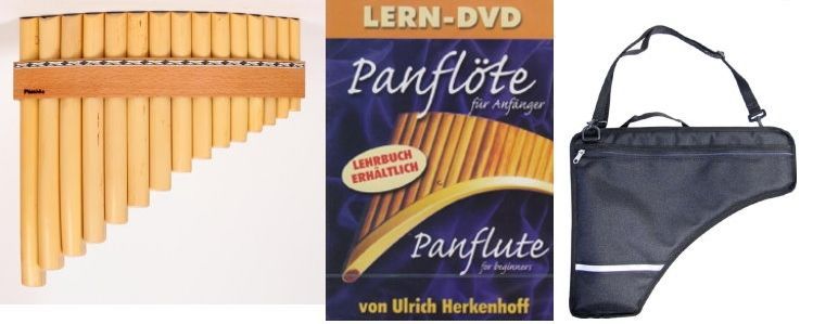 Panflöte Lernen- Beginner-Set mit Panflöte, gepolsterter Tragetasche, Lern-DVD 
