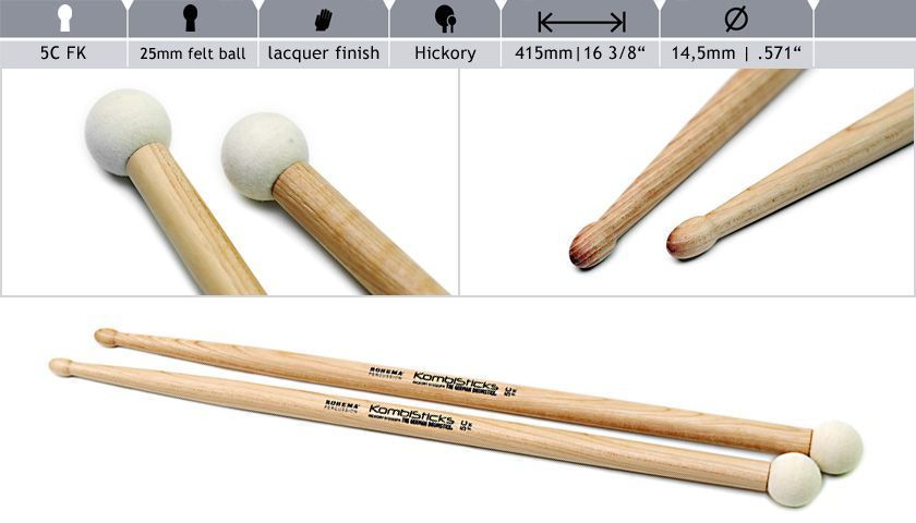 Rohema 5C FK Kombisticks mit Holzkopf und Filzkugel