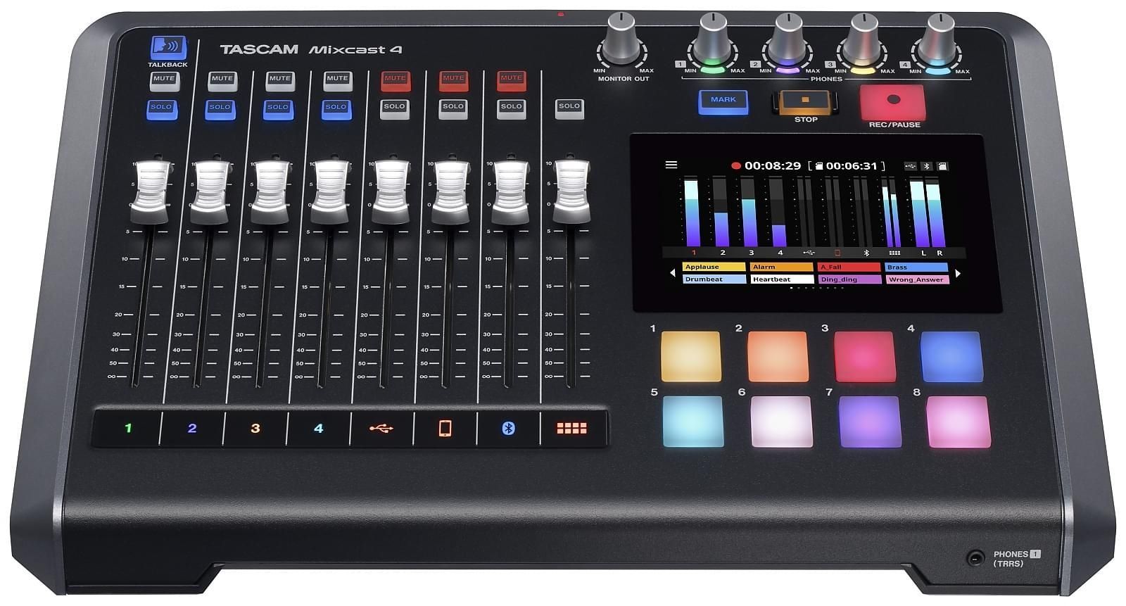 Tascam Mixcast 4 Podcast Aufnahmemischpult, USB-Audiointerface, Recorder, Mixer_00050605_