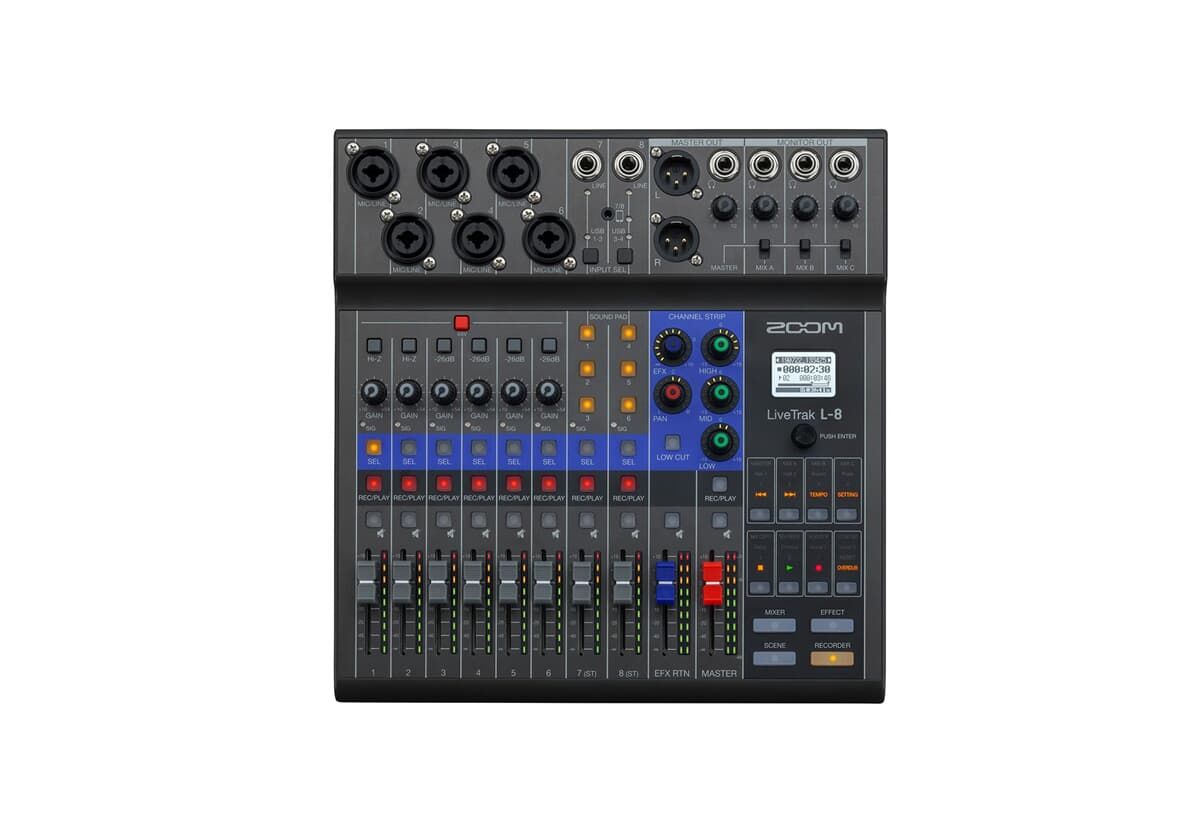 Zoom L-8 LiveTrak Digital Mixer Recorder und Audiointerface für Podcast