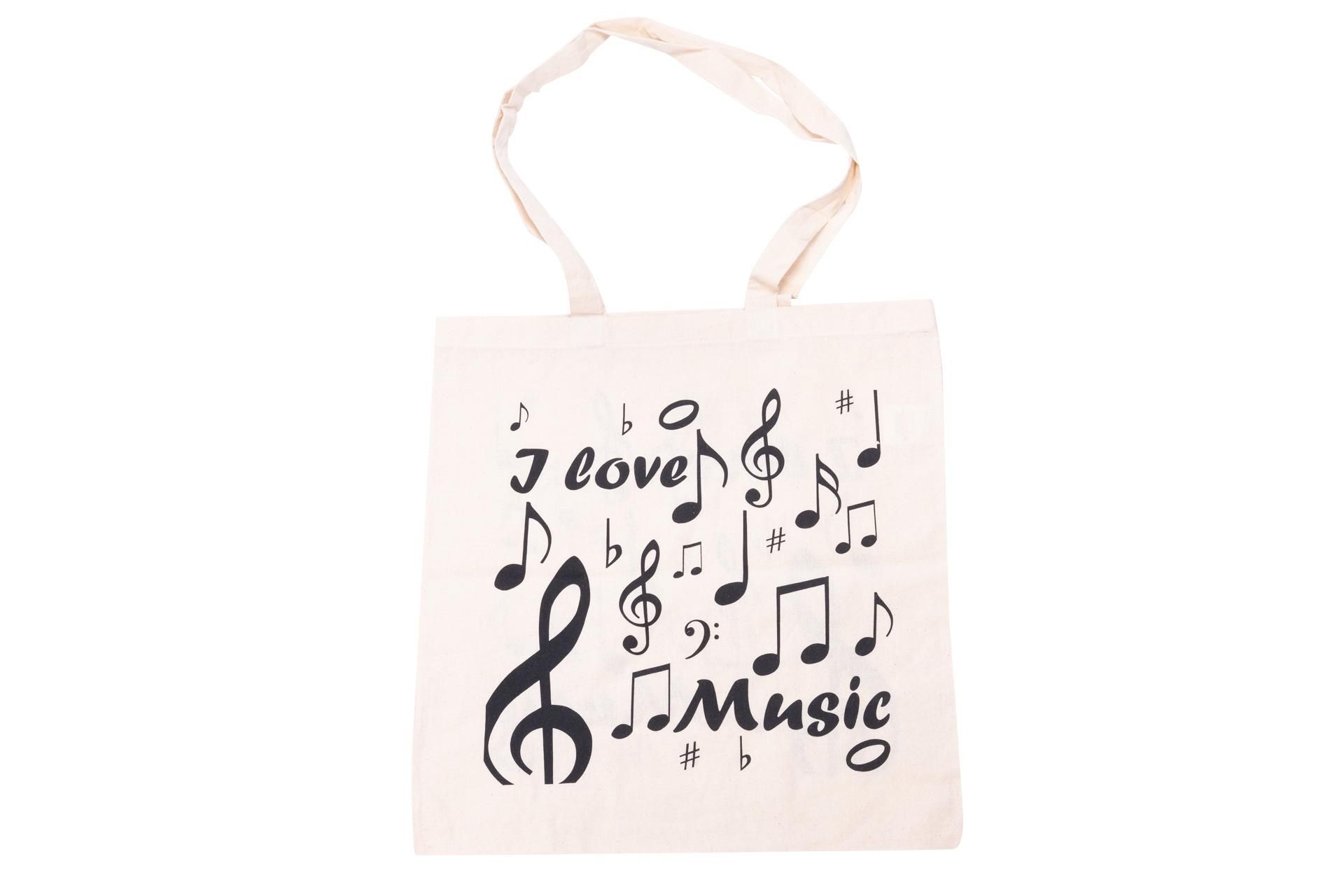 4250926767280 - Henkeltasche natur I love Music Musik-Design mit Violinschlüssel und Noten