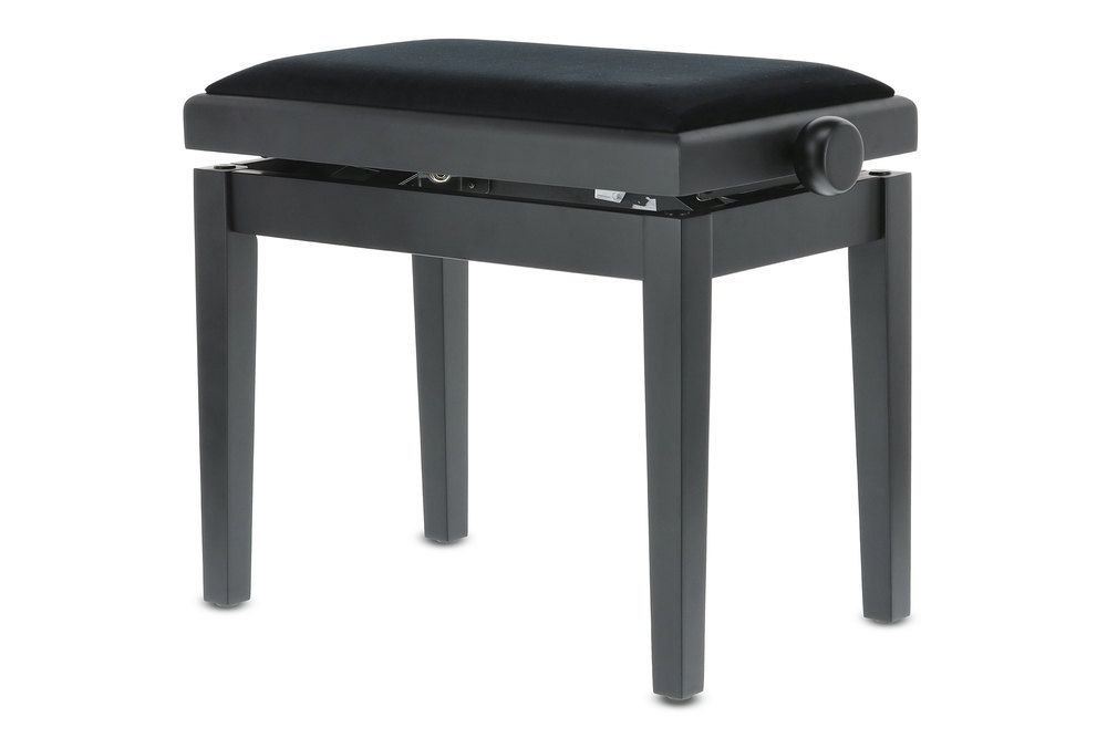 Markstein Klavierbank DELUXE schwarz matt, Sitzbezug schwarz, verstellbar _00040490_