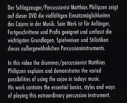 DVD CAJON Matthias Philipzen umfasst Grundlagen & Styles_00009425_
