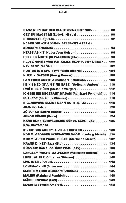 Noten BEST OF AUSTROPOP Songs Österreich Dolezal Rudi  Texte & Akkorde BoE 7447