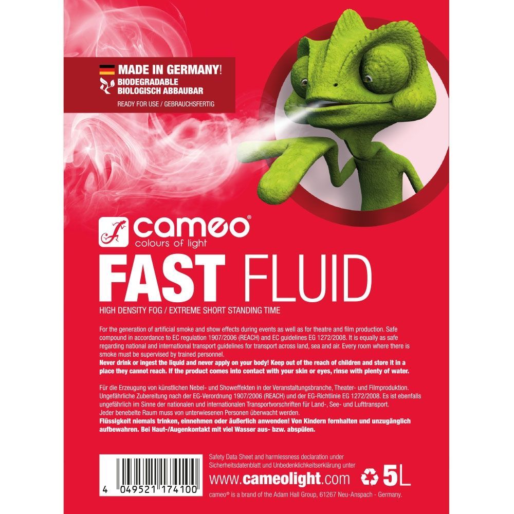 Cameo FAST FLUID 5L Nebelfluid mit sehr hoher Dichte und sehr kurzer Standzeit 5