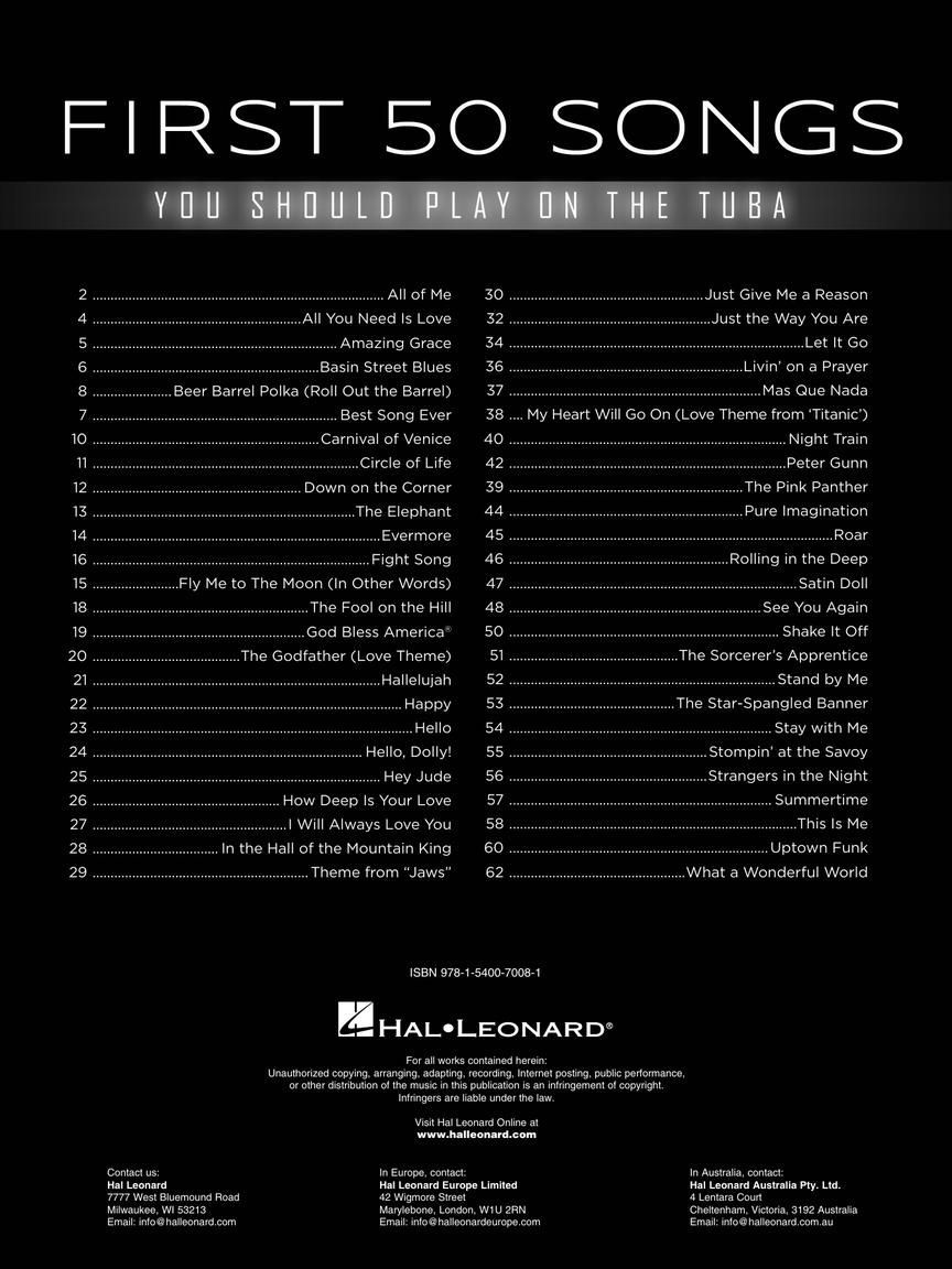 First 50 Songs You Should Play on Tuba Spielstücke HL 322937_00054980_