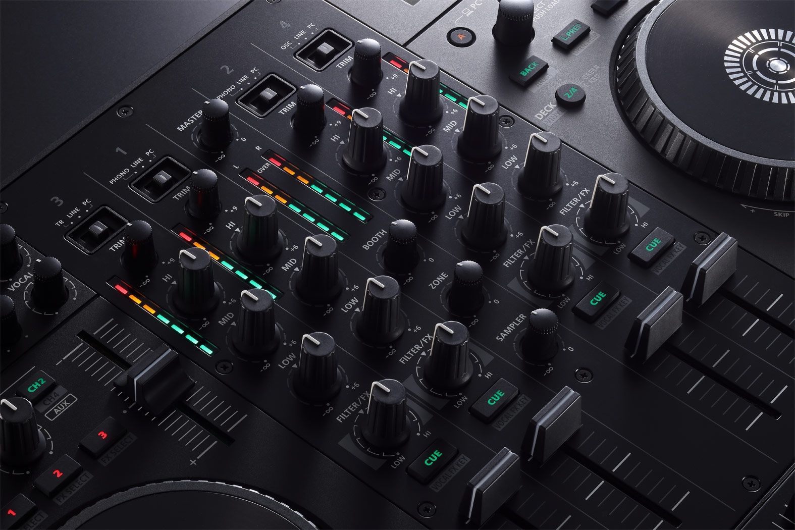 Roland DJ-707M  4-Kanal DJ Controller für Serato DJ Pro mit vier Decks