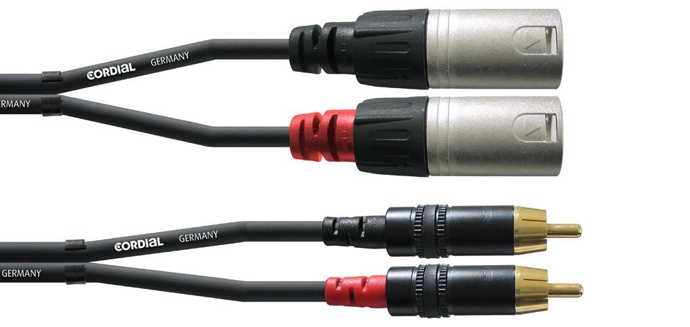 Cordial CFU 3 MC Audio Adapterkabel [2x XLR-Stecker - 2x Cinch-Stecker] 3.00 m Schwarz