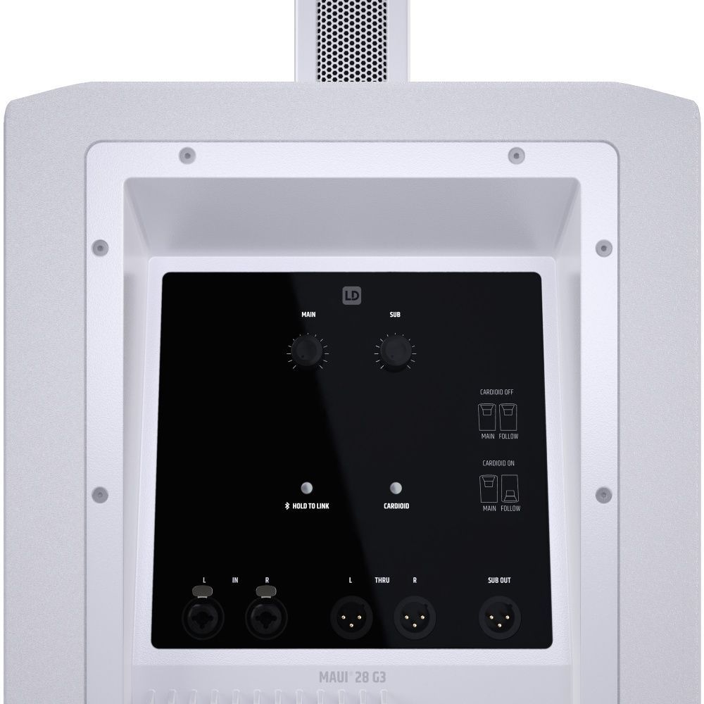 LD Systems Maui 28 G3 White Kompaktes Säulensystem mit Mixer und Bluetooth Weiß
