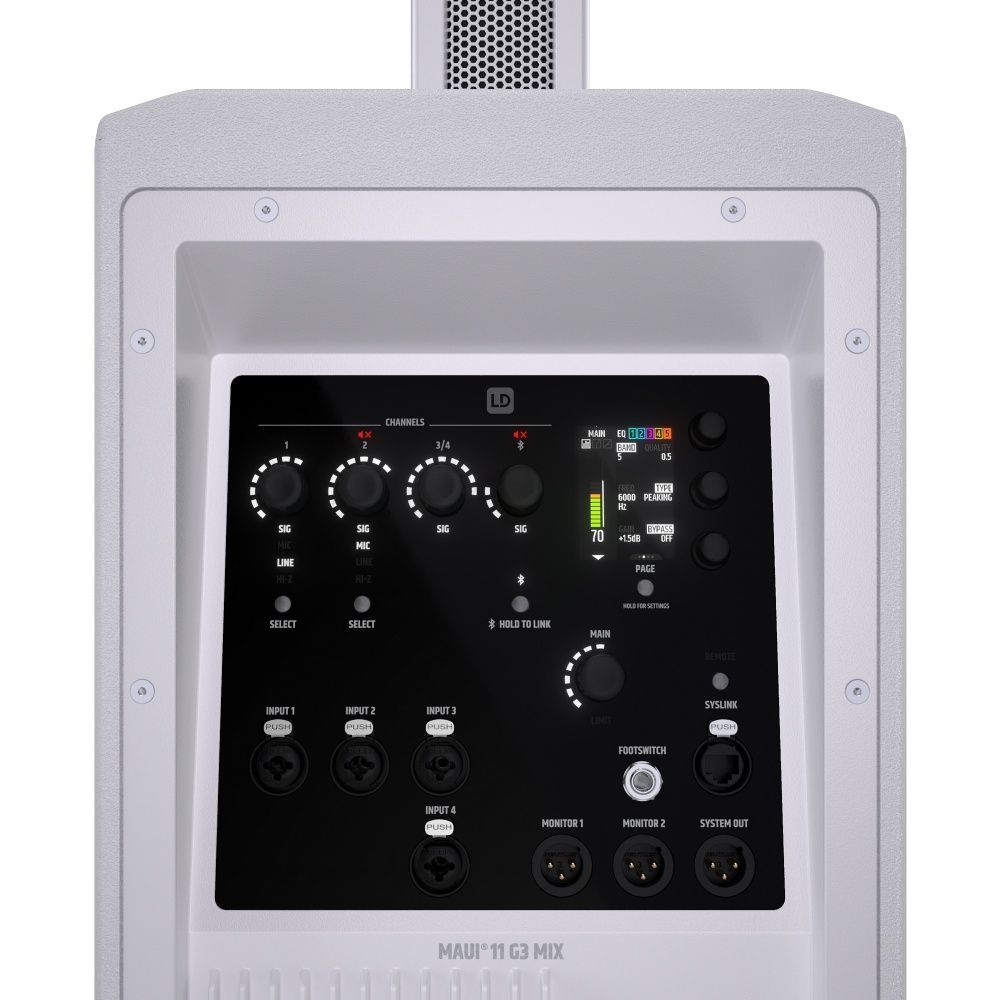 LD Systems Maui 11 G3 MIX W Cardioid Säulen PA System mit Digitalmixer, Weiß