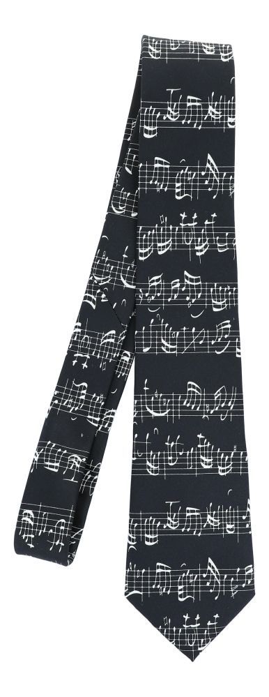 Polyester Krawatte Schlips schwarz/weiß Geschenke für Musiker Aufdruck mit Noten