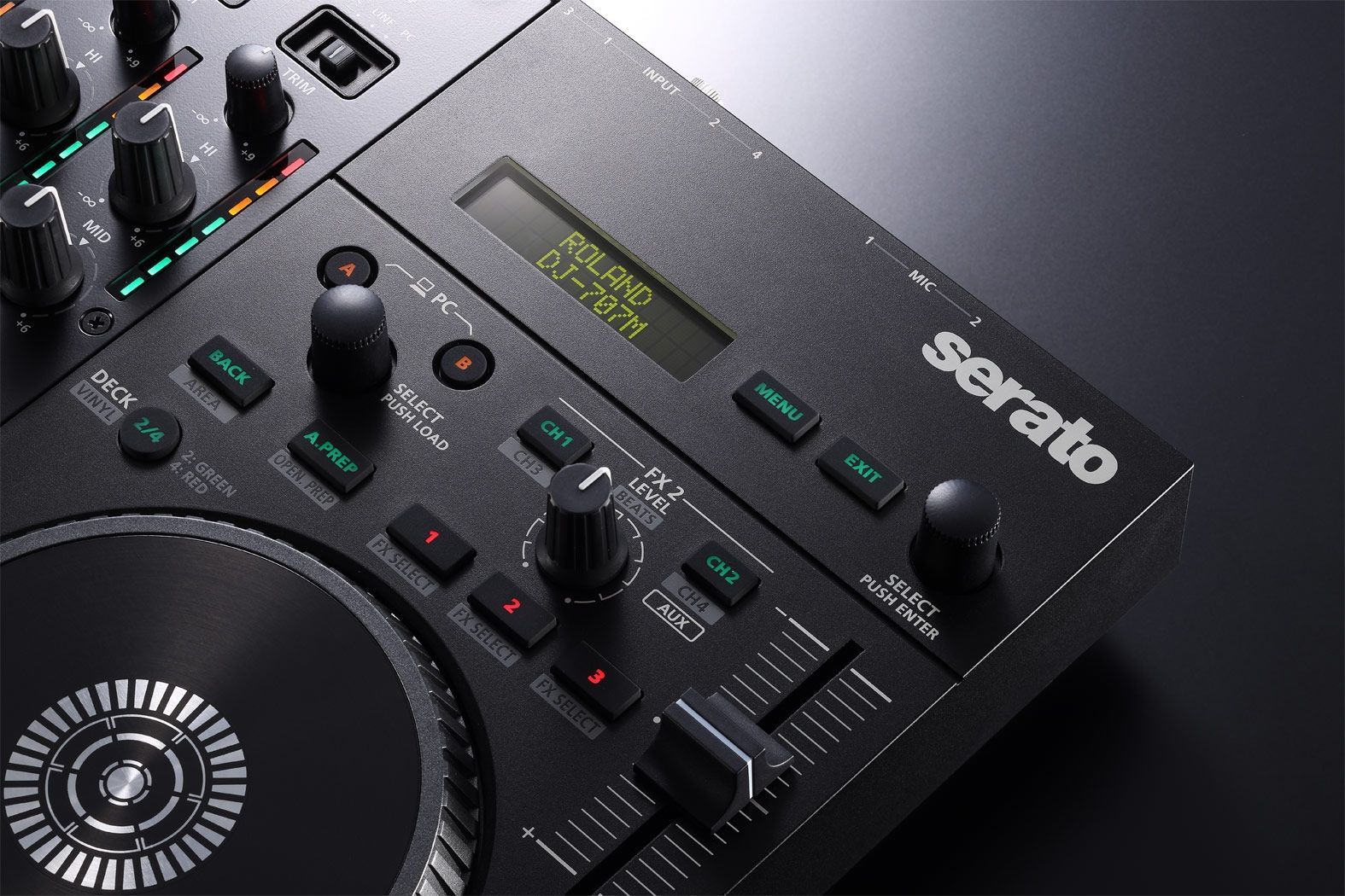 Roland DJ-707M  4-Kanal DJ Controller für Serato DJ Pro mit vier Decks