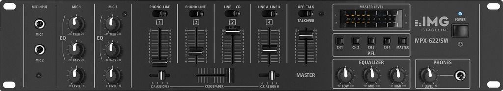 IMG Stage Line MPX-622/SW 6-Kanal-Stereo-Audio-Mischpult 19" 2 HE