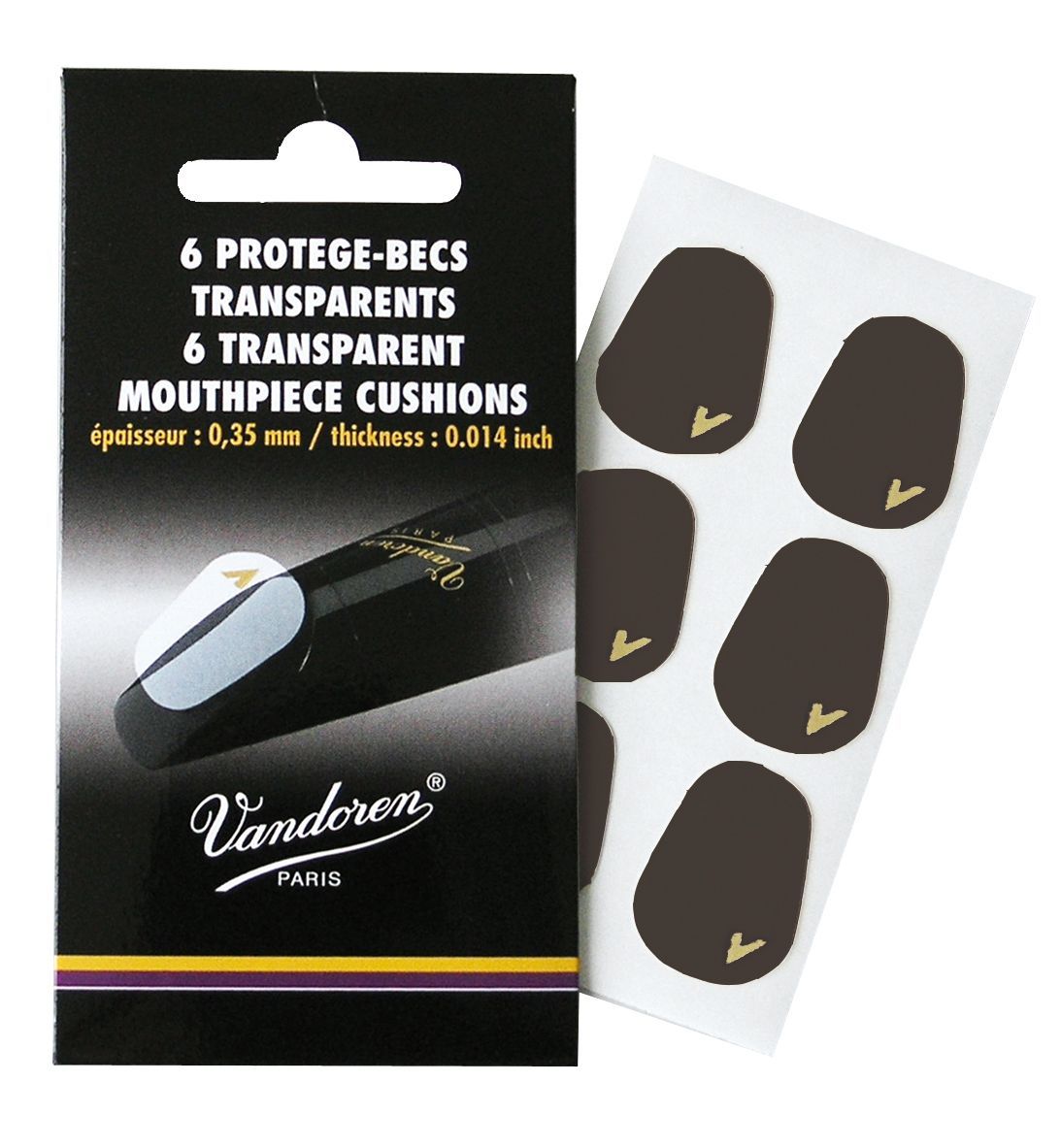 Vandoren Bissplatte / Bissgummi( 6Stck) schwarz 0,8 mm für Klarinette, Saxophon_00032381_