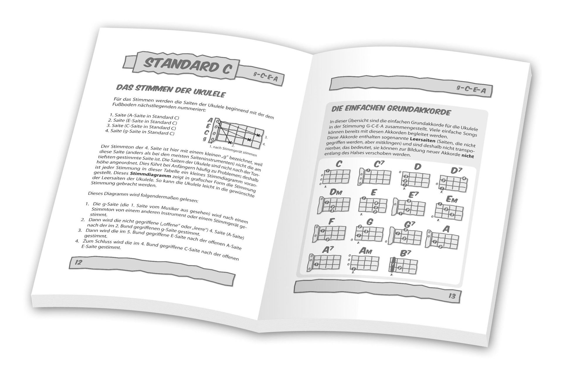 Noten Ukulele Grifftabelle über 1600 Akkorde Voggenreiter 0800 C + D Stimmung