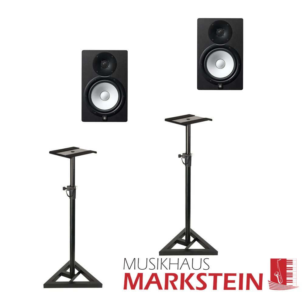 Yamaha HS8 Stand Bundle Stativ Set mit aktiven Studiomonitoren und Boxenstativen