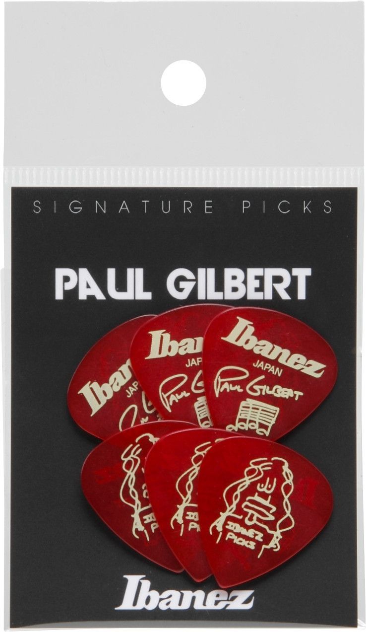 Ibanez Paul Gilbert Guitar-Pick Red 6er Pack PVC Plektren Heavy 1mm 