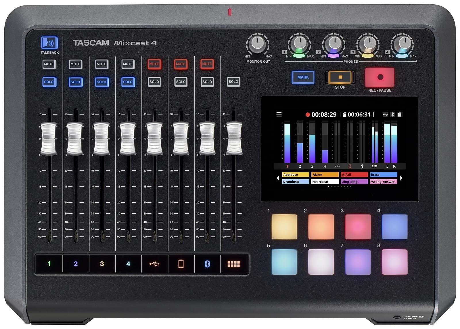 Tascam Mixcast 4 Podcast Aufnahmemischpult, USB-Audiointerface, Recorder, Mixer_00050605_