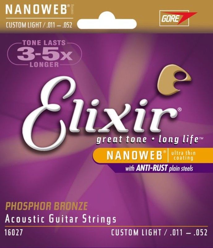 Elixir Akustik-Saiten Phosphor Bronze Anti Rust Nanoweb, 6-String .011-.052