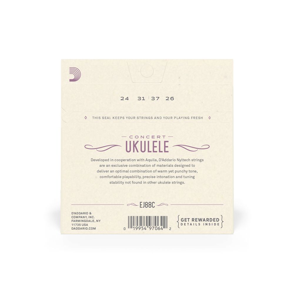 D'Addario EJ88C Nylon Konzert-Ukulele Saiten G C E A_00032237_