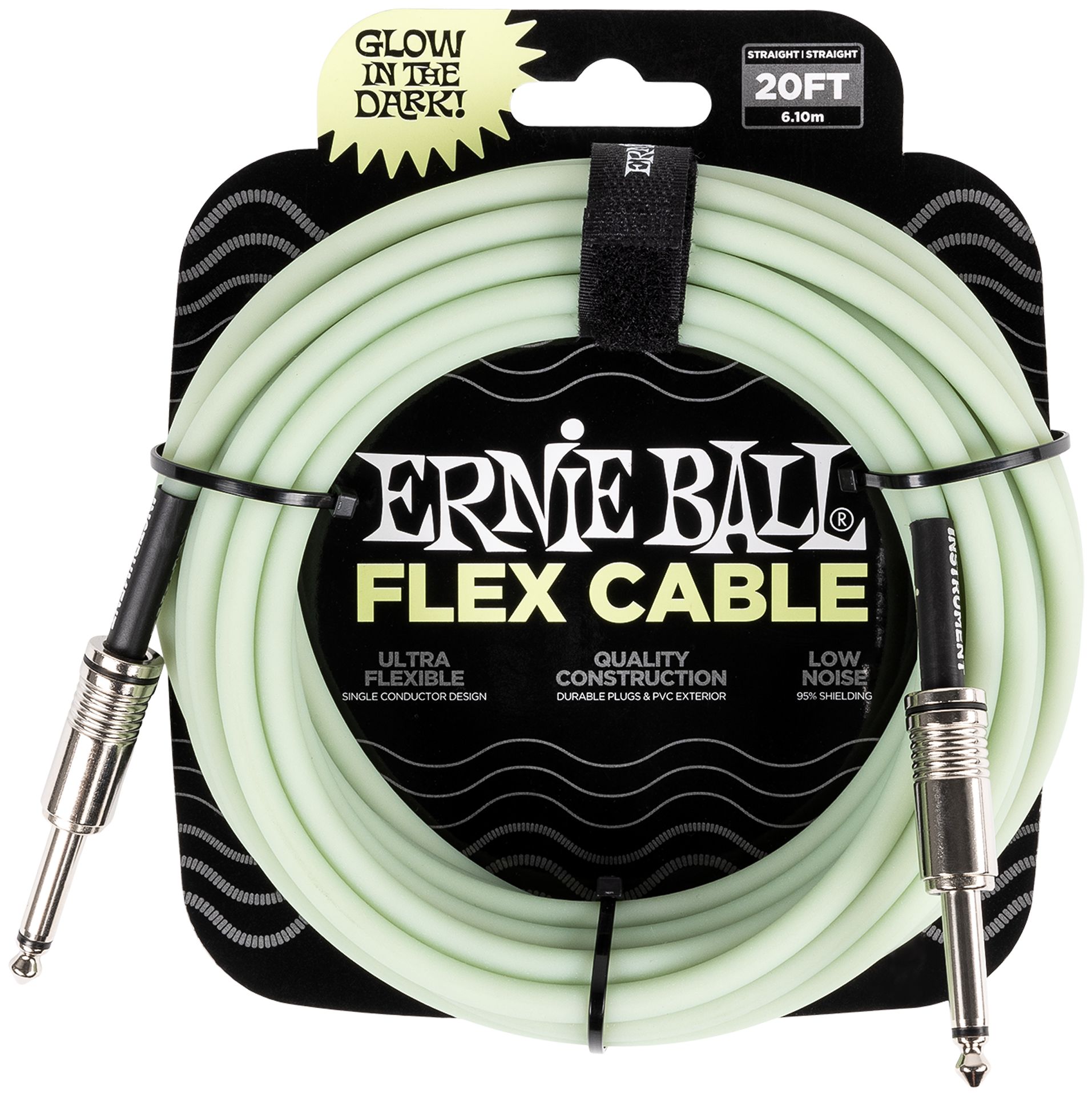 Ernie Ball EB6437 Instrumentenkabel Flex Glow in the Dark 6,09m lang gerade/ger.