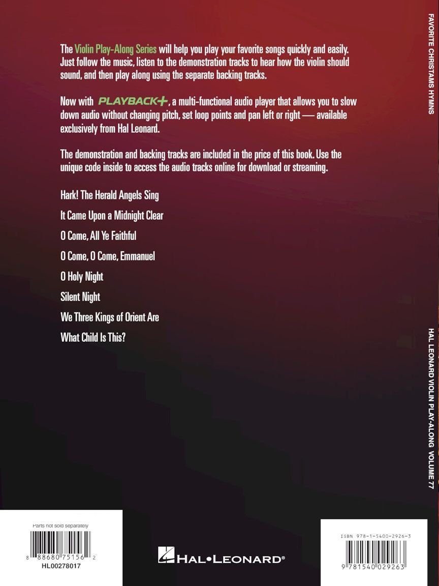 Noten Favorite Christmas Hymns  für Violine incl. Audio-downloadcode HL278018