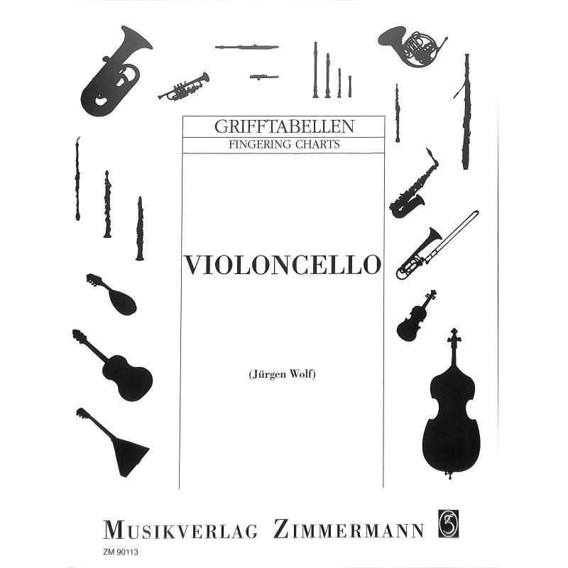 Noten Grifftabelle Cello praktische Grifftabelle Zimmermann ZM 90113