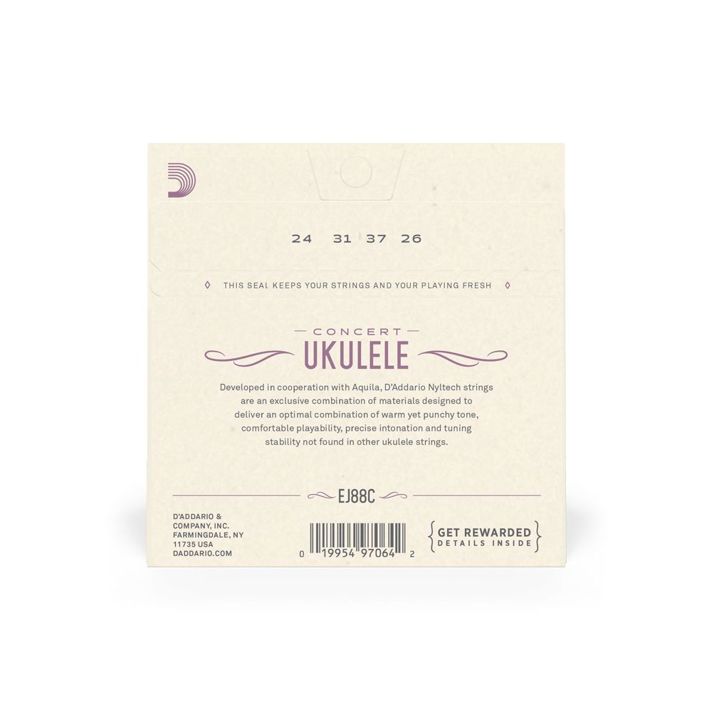 D'Addario EJ88C Nylon Konzert-Ukulele Saiten G C E A