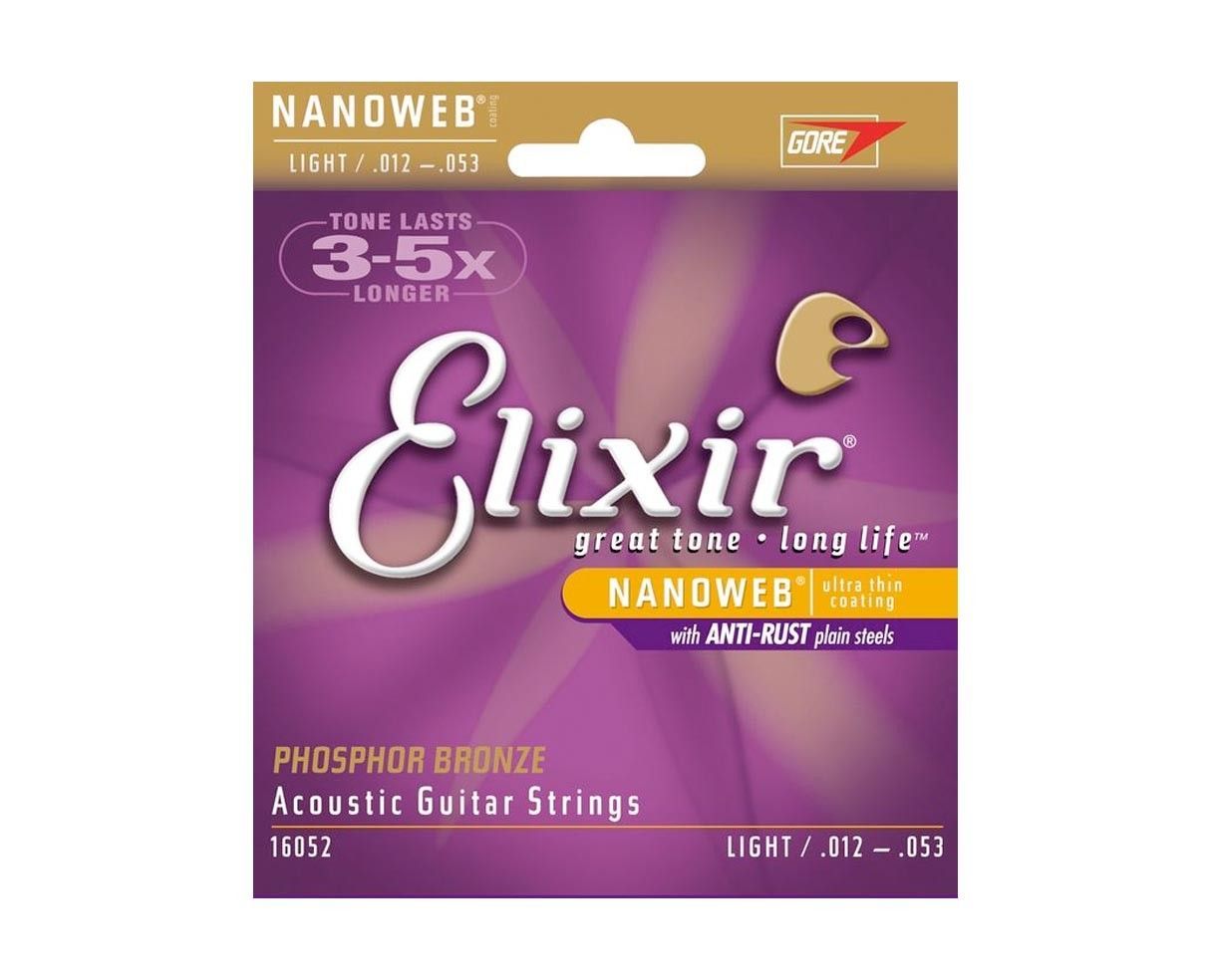 Elixir Akustik-Saiten Phosphor Bronze Anti Rust Nanoweb, 6-String .012-.053