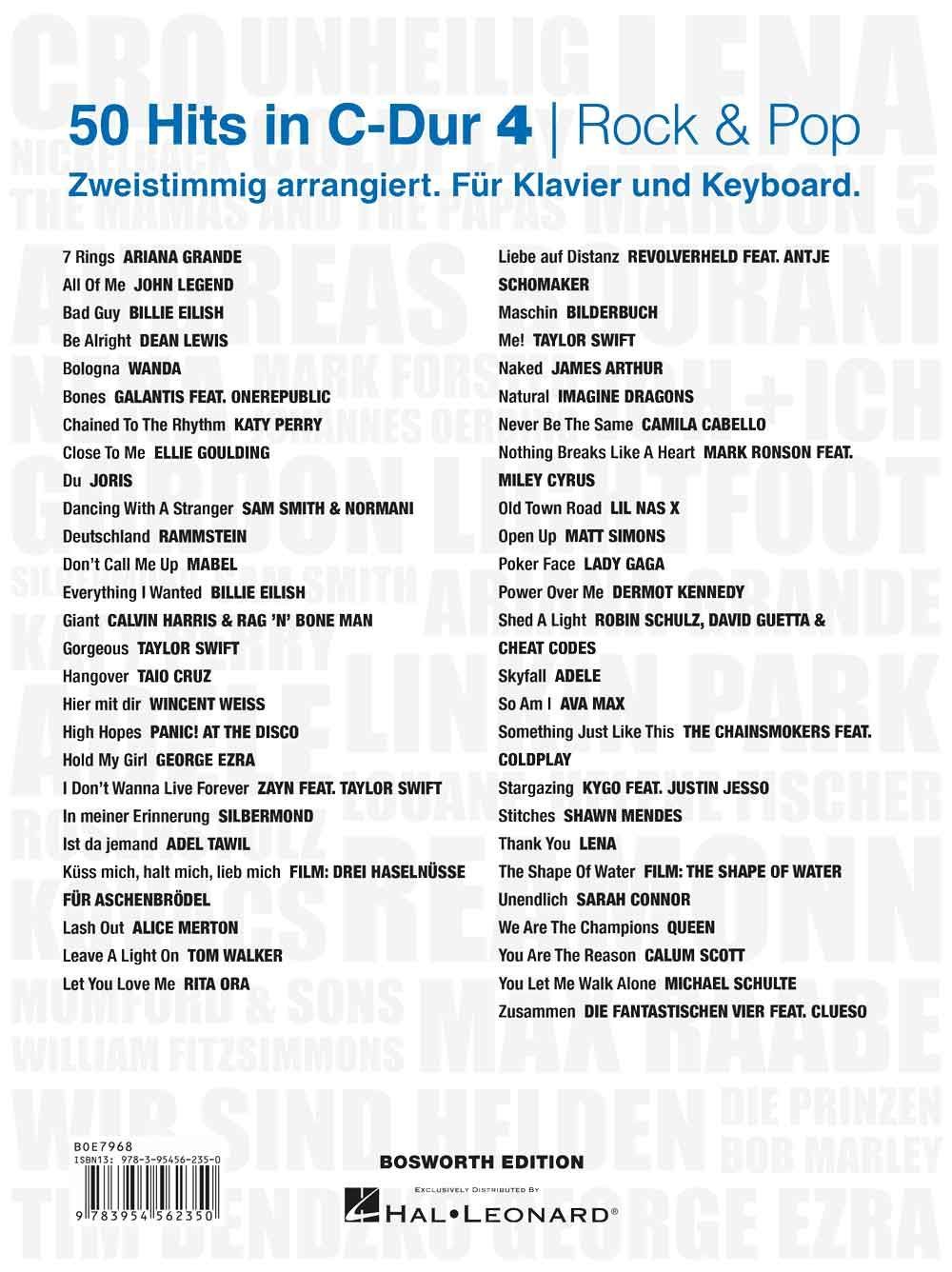 Noten 50 Hits in C-Dur Band 4 Rock & Pop leichte Arrangements Bosworth BOE 7968