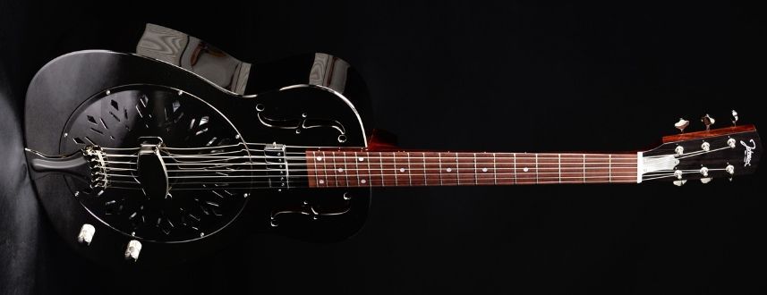 Johnson JR-998E Resonator mit Tesla Mini Humbucker Nickeloptik