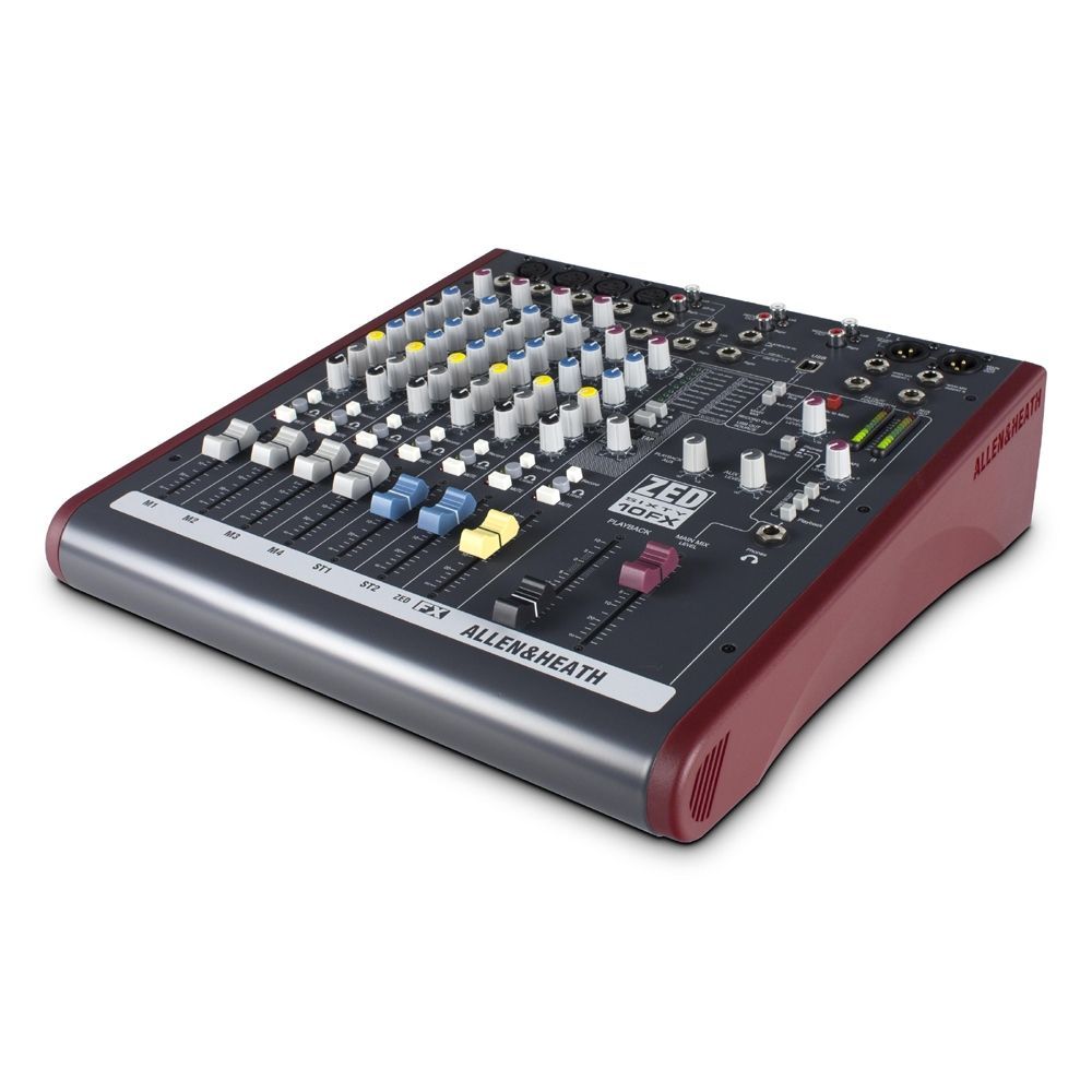 Allen & Heath ZED60-10FX Mixer mit 60mm Fader, 4 Mono + 2 Dual-StereoIN, USB, FX